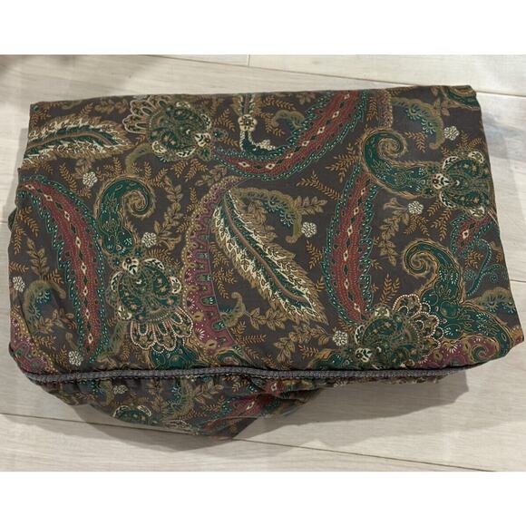 Ralph Lauren Rue Des Artistes King Flat Sheet Brown Paisley Piping - Picture 3 of 5